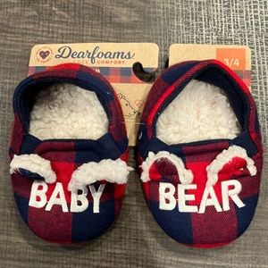 Dearfoams Baby Bear plaid slippers